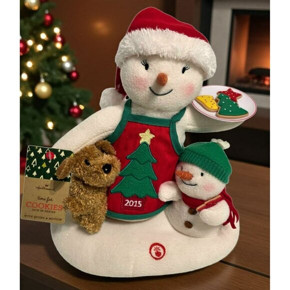 Hallmark 2015 Snowman Plush Time For Cookies Dog Music Motion Holiday Jingle Pal - Picture 1 of 13